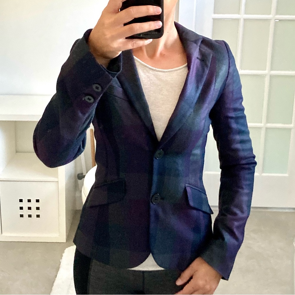 Boss Orange plaid blazer/jacket - purple/grey - size 0